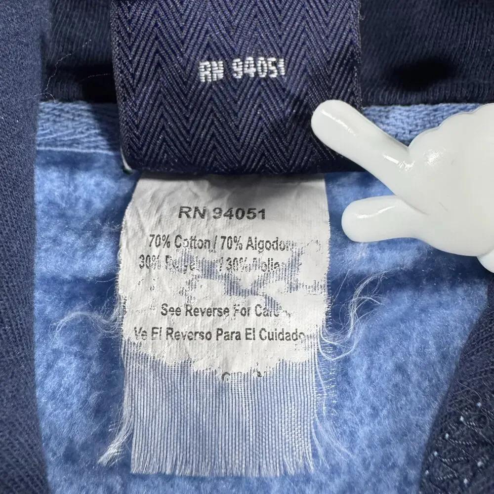VTG 90s UNC North Carolina Tar Heels Embroidered Hoodie Large Blue Pullover Y2K